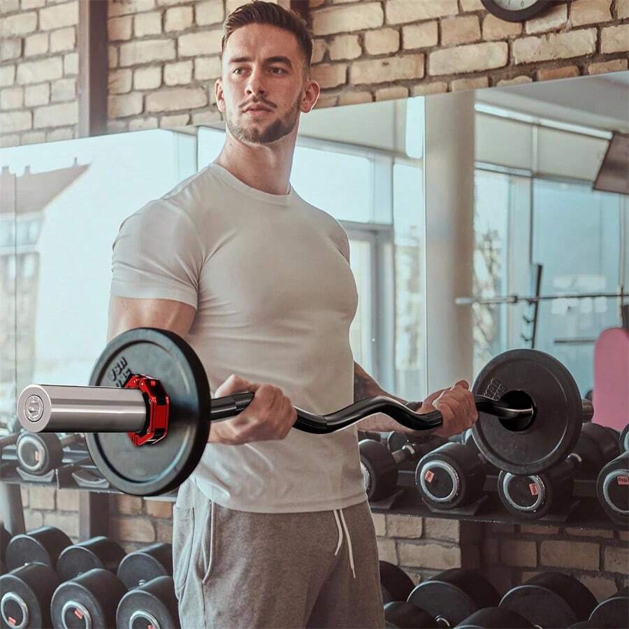 Barbell Curl Bar EZ Bar Strength Training Bar Threaded Chrome Barbell