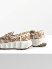 Women Sneakers Casual Shoes Chunky Platform Printed Textile Slip On Versatile Fashionable Sneakers Outdoor Commuting Comfort Work Shoes For All Seasons - màu nâu - Xem 6