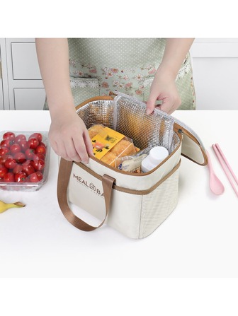 Bolsa de almuerzo aislada para oficina y escuela, bolsa térmica a prueba de fugas con asa para mujeres y hombres, bolsa de transporte impermeable de aluminio para alimentos