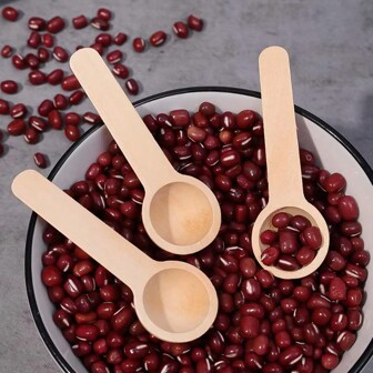 Cucharas de madera, cucharas de condimentación de cocina de miel y café, cucharas de cocina, frascos de granos de café, sal y especias, cucharas de medir, utensilios de cocina