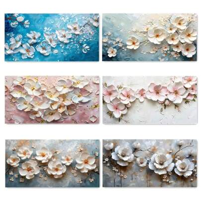 1 pezzo Quadro astratto con fiori bianchi su tela, decorazione moderna per la casa, stampa pittorica, opera d'arte da parete, senza cornice