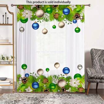 1 件圣诞窗帘 - “圣诞氛围从窗帘开始！” - 这款窗帘采用独特的设计，融合了圣诞元素和现代家居装饰，为您的生活空间增添节日气氛。