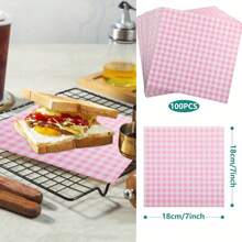 Gói 100/50 tờ giấy sáp gingham đựng thực phẩm – Giấy lót giỏ đựng thực phẩm chống dầu mỡ cho bánh sandwich, bánh mì kẹp thịt, bánh ngọt – Không tích điện, đồ nướng bằng giấy - Nhiều thông số kỹ thuật - Xem 3