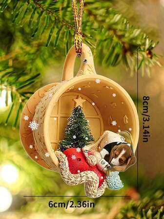1pc Acrylic Flat 2D Pet Dog Christmas Ornament, Pet Dog Decoration For Cup, Car & Home Home Decor Christmas Decorations Room Decor