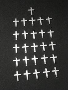 1 chiếc khuyên tai chữ thập cá nhân hóa cho thanh thiếu niên, khuyên tai mặt dây chuyền chữ thập 26 chữ cái, quà tặng sinh nhật cho đức tin - Bạc - Xem 4