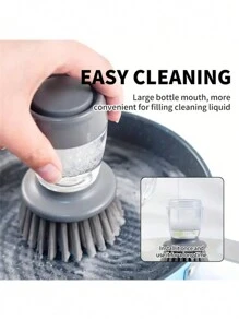 1 pezzo Spugnetta dispensatrice automatica con detergente liquido, spazzola per la pulizia di pentole e padelle per uso domestico - Grigio - Visualizzare 2