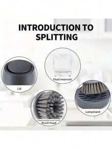 1 pezzo Spugnetta dispensatrice automatica con detergente liquido, spazzola per la pulizia di pentole e padelle per uso domestico - Grigio - Visualizzare 10