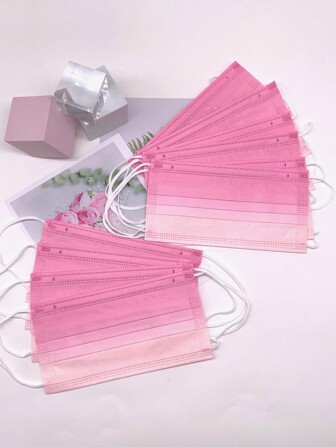 10 个装渐变粉色无纺布一次性防尘口罩（成人款）——腮红风格，时尚防护！