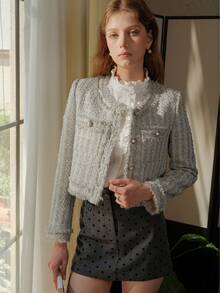 女士秋冬时尚小众高端休闲夹克 - 銀色 - 查看 1