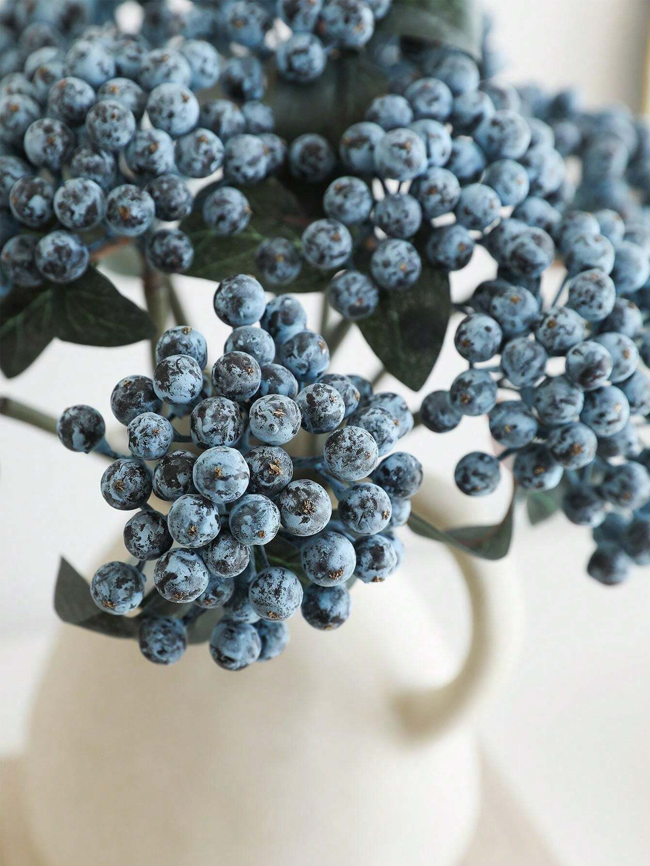 1pc/3pcs/6pcs Artificial Blueberries, Fake Plants, Suitable For Wedding
