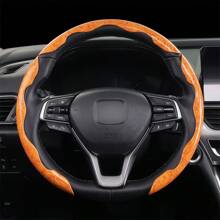 3pcs Woodgrain Snap-On Car Steering Wheel Cover Without Inner Ring, Universal