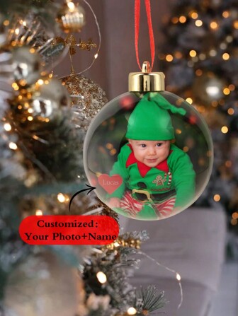 Customized Personalized 1pc Colorful Photo&Name Clear Ball Ornament, Gift, Scene Decor, Holiday Decor, Room Decor, Home Decor, Theme Party Decor, Decor, Valentine Day, Valentine Day Decor Gifts Birthday Graduation,Multi-Functional,Adjustable, Waterproof,Anti-Mold,Ornamental,Exquisite,Adorable,High-Quality,Modern,Colorful,Custom,Personalized,Unique,Ideal Gifts For Him,Ideal Gifts For Her,Boyfriend,Girlfriend,Dad,Mom,Family,Friends,Son,Daughter,School Students,Office,Tea Room,School,Home Christmas Decorations Christmas,Christmas Gift Supplies