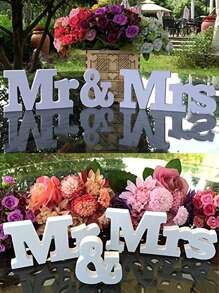 3 件套白色木制 Mr & Mrs 婚礼装饰套装，婚礼桌标装饰，婚礼仪式桌装饰，婚宴桌装饰，婚礼桌装饰，婚礼背景装饰，求婚仪式装饰，适用于婚礼、派对、新娘送礼会、单身派对、求婚