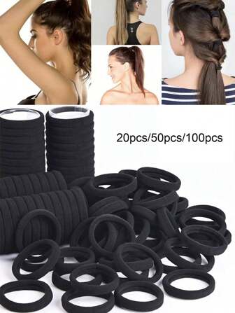 100 件/50 件/20 件高弹力黑色发带无缝松紧带时尚发绳马尾辫无缝卷发器、无热卷发、卷发器、理发沙龙美容美发产品及配件返校、发饰卷发器、卷发刷、卷发器、卷发产品、卷发器、卷发卷发器、卷发工具、卷发器、卷发产品、卷发器、卷发卷发器、卷发工具、卷发器、圣诞节、理发店、卷发器、卷发器、美发、无热波浪、发型、美发