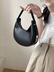 Bolso 'nicho hobo', bolso de hombro versátil para mujer, bolso elegante y minimalista con cierre de cremallera, hecho con unicolor, bolso ideal para la luna creciente para mujer, adecuado para la oficina y los negocios de estilo casual y elegante