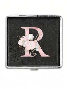 Mini Classic Personalized Cigarette Case - Ultra-Thin Flip Holder With Elastic Band,Pink Flower Letters A-Y, Durable Travel Accessories For Women, Perfect Holiday Gift For Halloween, Christmas, Thanksgiving Day, And More ﻿ - Black - View 25
