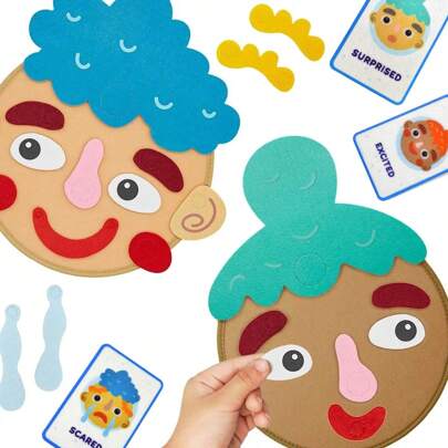 蒙特梭利面部表情学习玩具，情绪变化游戏（含9张卡片），学前儿童社交情感发展教育玩具