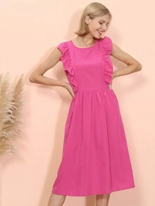 Everyday Ruffle Dress - Màu Hoa hồng đỏ - Xem 3