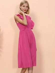 Everyday Ruffle Dress - Màu Hoa hồng đỏ - Xem 7