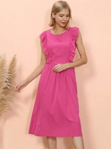 Everyday Ruffle Dress - Màu Hoa hồng đỏ - Xem 1