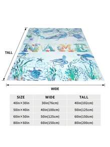 1pc Customized Flannel Photo Blanket, Can Print Text/Photos, Personalized Blanket, Comfortable Blanket, Fun Blanket, Multi-Purpose, Suitable For Living Room, Sofa, Outdoor, Beach, Camping, Pets, Ocean Theme Blanket - Style 3 - View 3