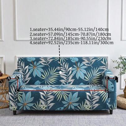 1pc Full Coverage Sofa Cover, Pet Proof, Decorative Floral & Snowflake Print, Versatile Colors, Fits 1/2/3/4 Seater Sofa, Suitable For All Seasons