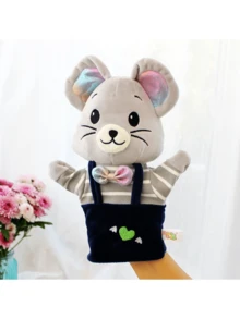 Marioneta de mano de peluche con diseño de animal de dibujos animados, títere de dedo para contar historias - Multicolor - Ver 7