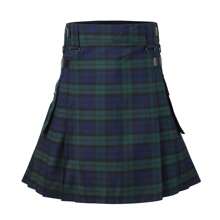 European & American Spring Season Men's Traditional Scottish Tartan Plaid Kilt Skirt, Pure Green Pleated Skirt, Suitable For Festivals, Halloween,  Costume, Party, Adjustable Size, With Decorative Belt