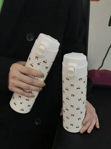 1 件 450ml/15.22oz 蝴蝶结樱桃可爱水瓶，带弹性盖，双层不锈钢保温杯，防漏旅行杯，适用于户外运动、健身房、汽车、生日礼物、母亲节礼物 - 彩色 - 查看 7