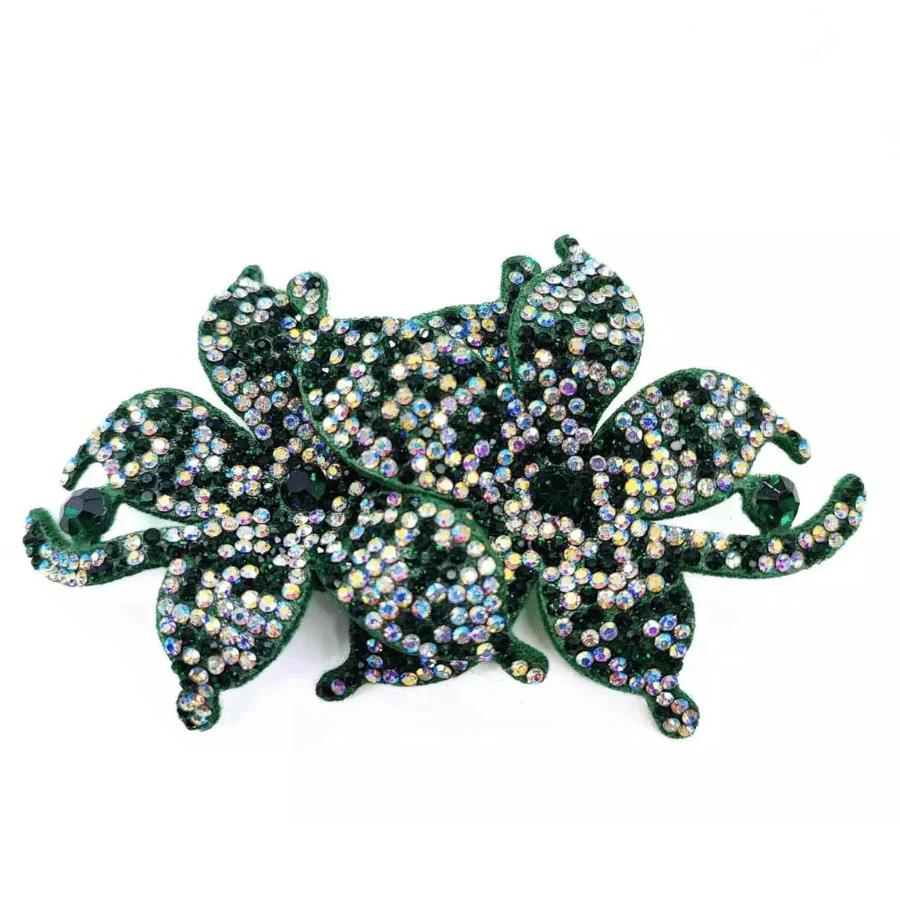 Crystal Rhinestone Flower Applique 70mm X 100mm 10-Units Ref:19-078 - CỜ XANH - Xem 1