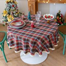 Vintage Striped & Plaid Tablecloth For Christmas Party Table Decoration - Multicolor - View 11