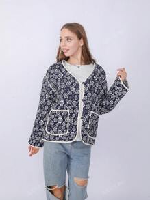 Fashionable Reversible Double-Sided Printed Padded Coat
