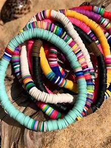 24pcs Blue, Pink, Brown DIY Polymer Clay Set, Slice & Bead Soft Clay Jewelry Making Kit, Bracelet, Necklace, Accessories - Multicolor - View 3