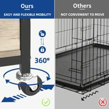 24'' Small Dog Crate Furniture Heavy Duty Wood Dog Kennel House Cage With Wheels