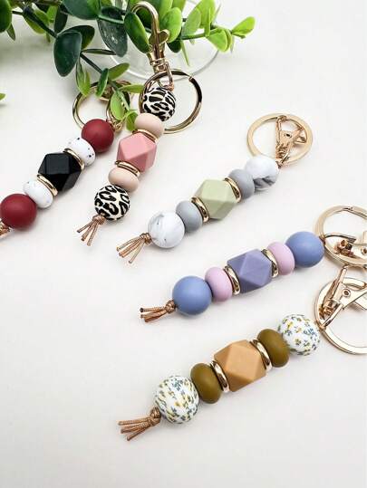 1 قطعة سلسلة مفاتيح من الخرز السيليكون بتصميم بسيط، إكسسوار سلسلة حقيبة الظهر، سلسلة مفاتيح السيارة مانعة للفقدان، هدية جميلة للنساء، إكسسوارات سيارة لحفلة الهالوين، تميمة حقيبة، إكسسوارات حقيبة مدرسية كيوت غوثي Y2K، سلاسل مع حامل بطاقة هوية، إكسسوارات سيارة، تميمة حقيبة