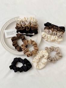 Livesso 5pcs/Set Satin Solid Color Scrunchies, Large Size Hair Ties Soft Retro Fashion Hair Accessories, Great For Gifts & Daily Wear Scrunchy Hair Ties, Casual Ponytail - Multicolor - View 3