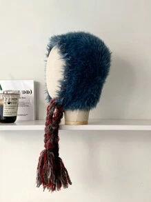 1 chiếc mũ trapper dệt kim dày có vành tai, thiết kế bện dễ thương, mũ ấm áp cho mùa đông dành cho phụ nữ - Nhiều màu - Xem 8