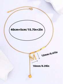 Collar dorado con colgante de borla minimalista de moda con letra de cubo de 26 piezas con estilo europeo y americano INS para mujer, hecho de acero inoxidable con baño de 18K, antidesvanecimiento, adecuado para uso diario y de festival en verano