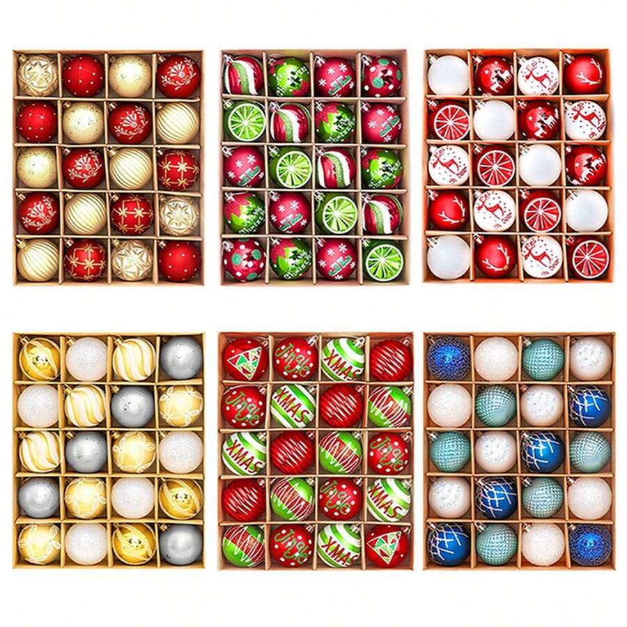 20 piezas Adornos navideños pintados a mano, decoraciones de árbol festivas de 2.4" en caja de regalo - perfecto para celebraciones navideñas y de invierno - Multicolor - Ver 1
