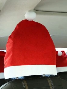 一体式圣诞汽车头枕套特大号圣诞帽座椅圣诞帽车内节日气氛装饰 - 彩色 - 查看 6