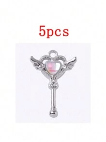 5pcs/Pack Fashion Magic Wand Shaped Zinc Alloy Pendant Charms, Kawaii Fashion Supplies Wholesale