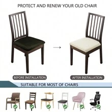 4pcs Waterproof Checked Damask Dining Chair Cover Removable Anti-Slip Chair Seat Cushion Cover For Kitchen