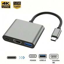 1 Stück 3-in-1 USB-C Hub Adapter mit 4K, erweiterbar für Air/Pro, iPhone 15 Pro Max/15 Pro/15 Plus/15, Galaxy S25/S24/S23/S22/S21/S20, USB 3.0 Splitter Ladegerät