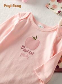 3pcs/Set New Apple Print Baby Girls Rompers Jumpsuits, Autumn/Winter