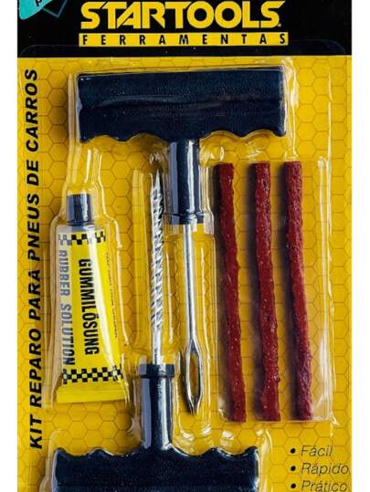 Kit Borracheiro Pneu Remendo Macarrão Conserto Pneu Sem Camara + 8 macarrao