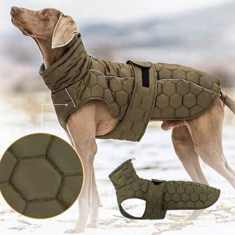 Medium To Large Dog Padded Vest, Thick Quilted Warm Dog Jacket For Autumn/Winter, Reflective Adjustable Dog Windbreaker