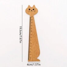 1 pieza/2 piezas Regla con diseño de gato de dibujos animados, regla de madera con forma de gato, reglas - Multicolor - Ver 9