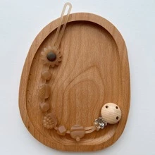 1 件装婴儿硅胶奶嘴夹链花朵水果牙胶防丢失带