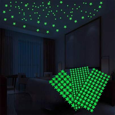 Świecące naklejki ścienne z gwiazdami, dekoracja salonu, sypialni, romantyczny pokój w akademiku, kreatywne naklejki świecące DIY, naklejki, naklejka ścienna, naklejka winylowa do dekoracji domu, wiosenne dekoracje odświeżające Twój dom, naklejki dekoracyjne Rama