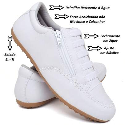 Tênis Feminino Mocatenis Leve e Antiderrapante com Ziper